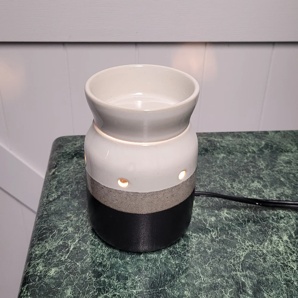 Modern Dark Brown and White Ceramic Wax Melt Holder